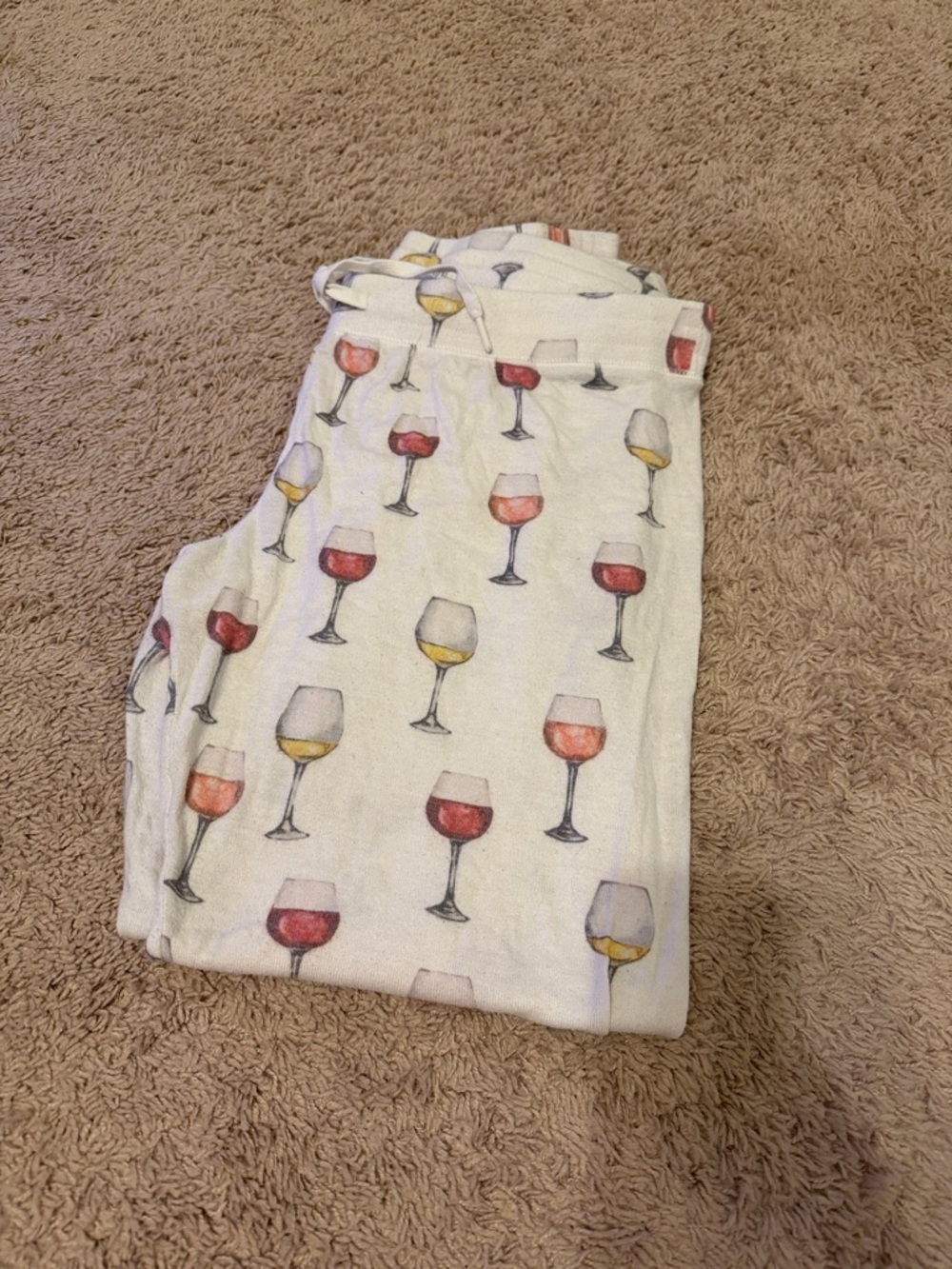 P.J. Salvage White Lounge Pants with Yellow and Gray Glass Motif